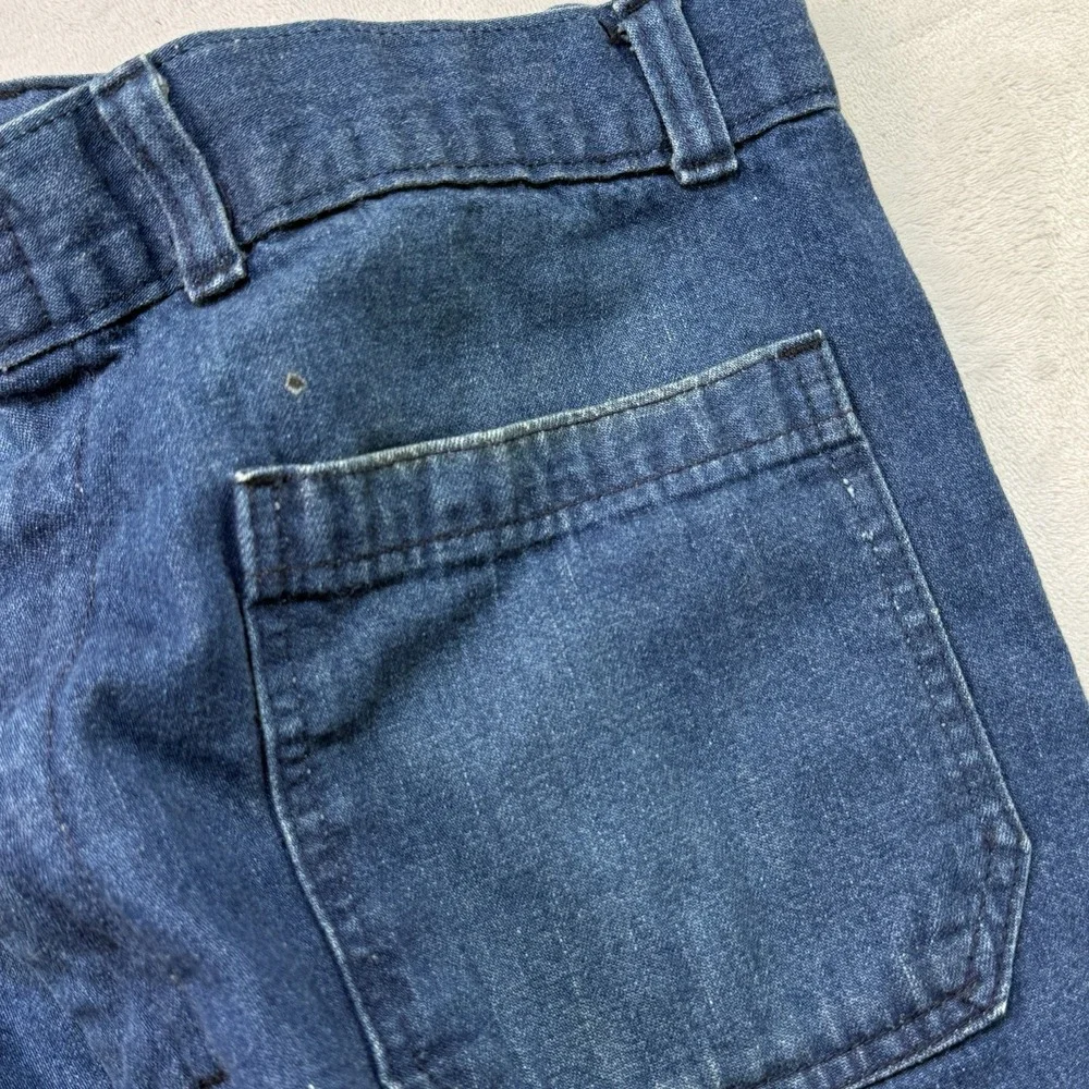 Vintage 70s Seafarer Bell Bottom Jeans 36x32 USA Made Navy Denim Sailor Talon 42